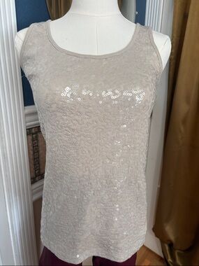 Old Navy M Beige Sequin Tank Top